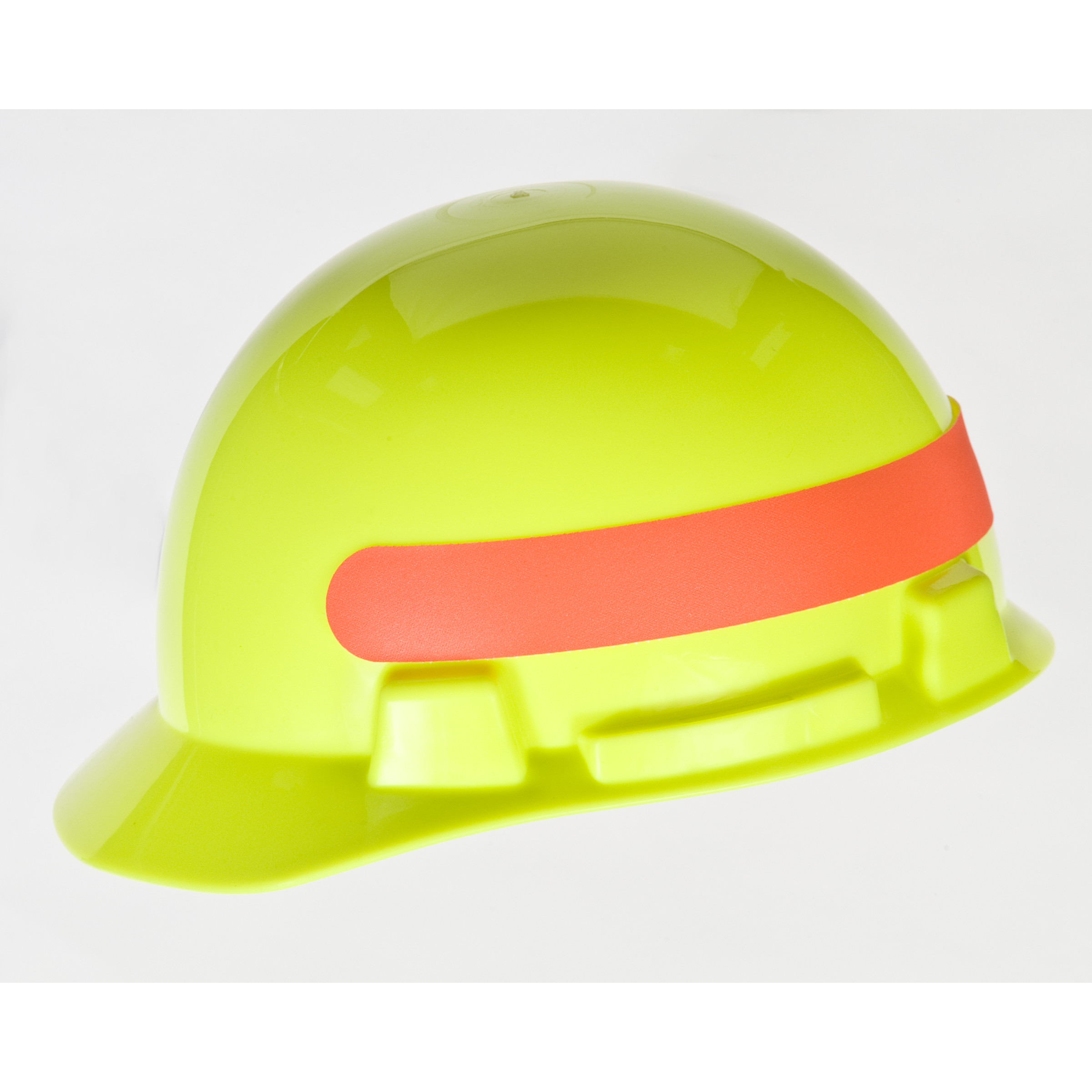 SmoothDome Protective Cap, Hi-Viz Yellow-Green w/Silver Stripe, 4-Point Fas-Trac III